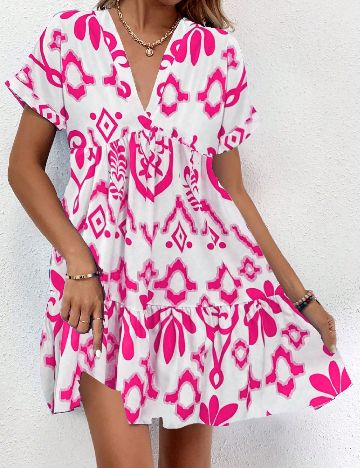 Rochie scurta SHEIN, alb/roz
