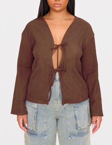 Bluza PRETTYLITTLETHING Plus Size, maro