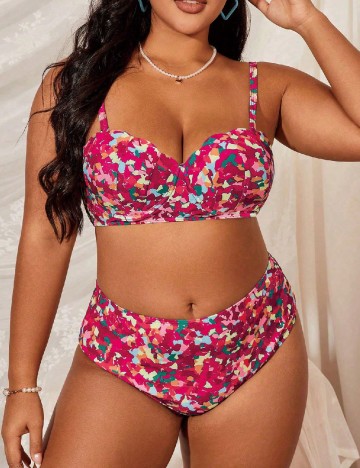 Costum de baie SHEIN CURVE, roz
