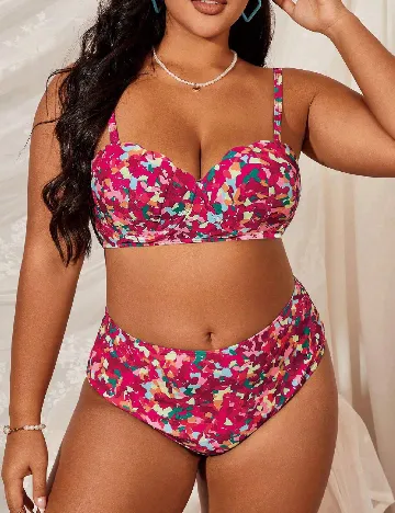Costum de baie SHEIN CURVE, roz