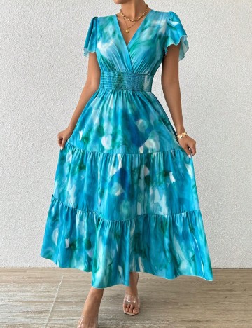 Rochie lunga SHEIN, albastru/verde