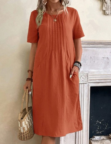 Rochie medie Emery Rose, caramiziu