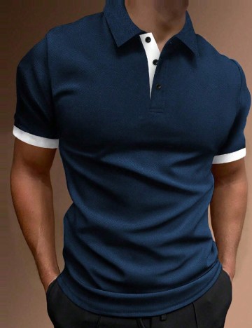 Tricou SHEIN Plus Size Men, bleumarin