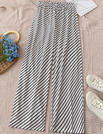Pantaloni SHEIN, alb/negru