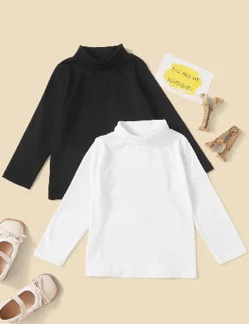 Set bluze 2 bucati Shein Kids, alb/negru