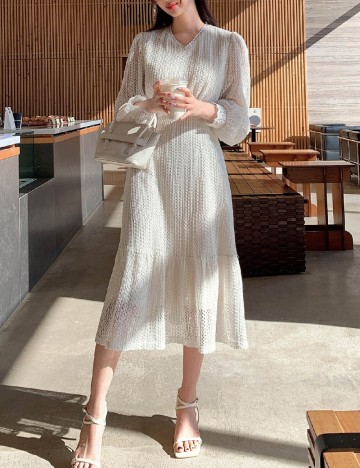 Rochie medie Dazy, crem