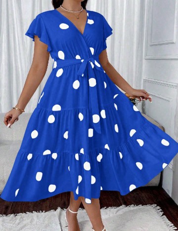 Rochie medie SHEIN CURVE, albastru