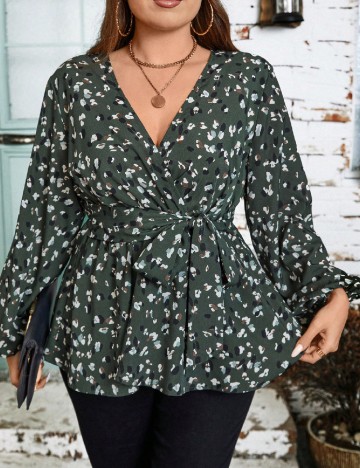 Bluza SHEIN CURVE, verde inchis