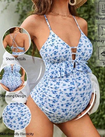 Costum de baie SHEIN Maternity, albastru
