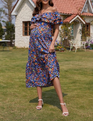 Rochie medie SHEIN Maternity, floral print