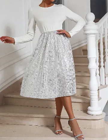 Rochie medie SHEIN, alb/argintiu