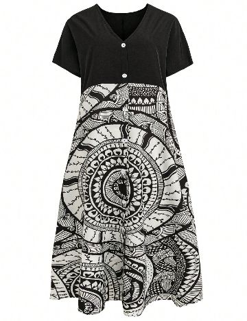 Rochie medie SHEIN, alb/negru