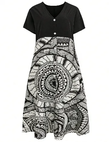 Rochie medie SHEIN, alb/negru