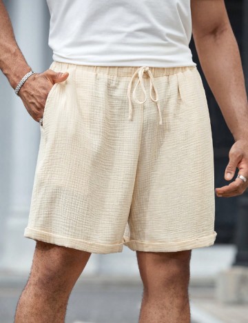 Pantaloni scurti SHEIN Plus Size Men, crem