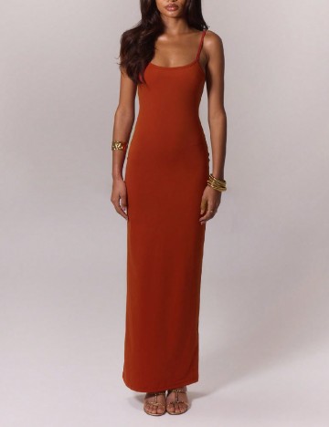 Rochie lunga Musera, caramiziu