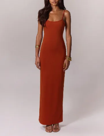 Rochie lunga Musera, caramiziu