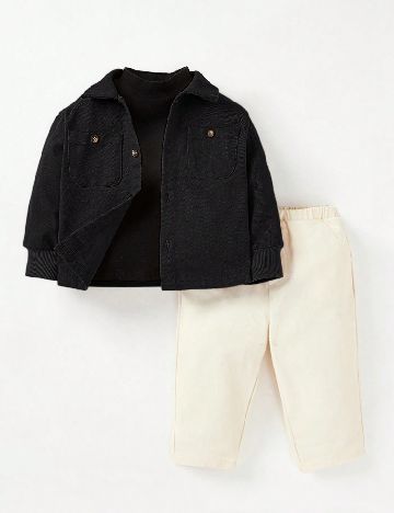 Compleu Shein Kids, crem/negru