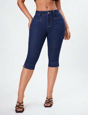 Pantaloni trei sferturi SHEIN, bleumarin