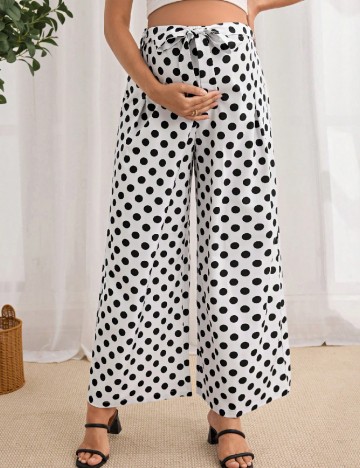 Pantaloni SHEIN Maternity, alb/negru