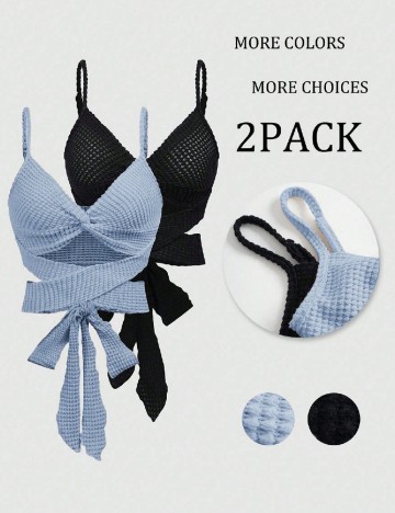 Set topuri 2 bucati SHEIN, albastru/negru
