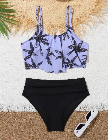 Costum de baie Shein Kids, negru/mov