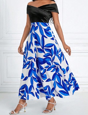 Rochie lunga SHEIN, negru/albastru