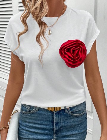 Tricou Emery Rose, alb/rosu