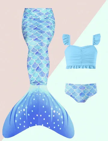 Costum de baie Shein Kids, albastru