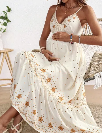 Rochie lunga SHEIN Maternity, crem