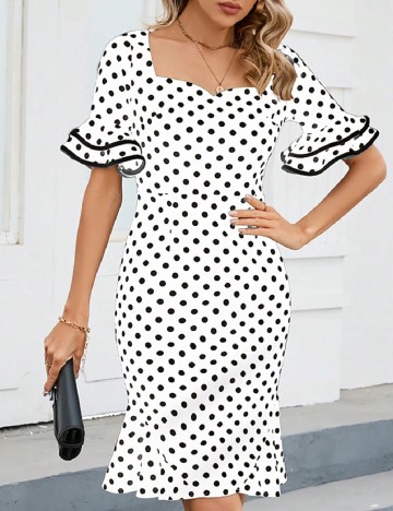 Rochie medie Homeyee, alb/negru