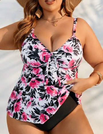 Costum de baie SHEIN CURVE, floral print