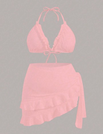 Costum de baie SHEIN CURVE, roz