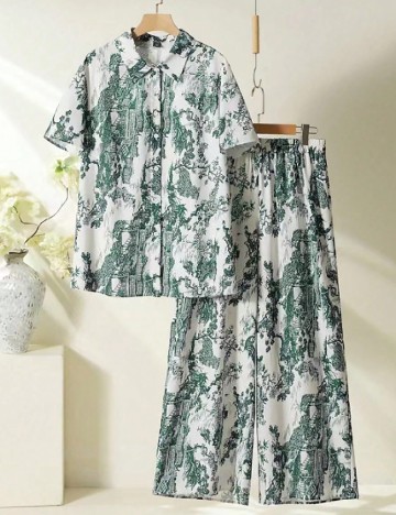 Compleu SHEIN CURVE, alb/verde