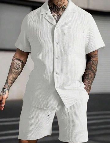 Compleu SHEIN Plus Size Men, alb