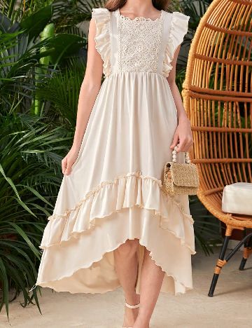 Rochie medie Shein Kids, crem