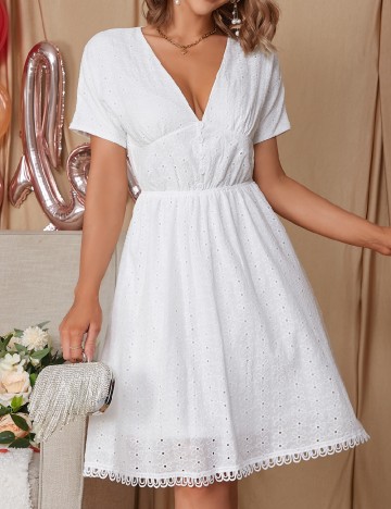 Rochie scurta Eilly Bazar, alb