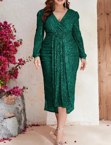 Rochie medie Giffniseti Plus Size, verde