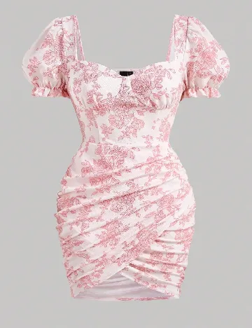 Rochie scurta SHEIN CURVE, alb/roz