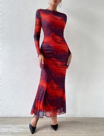 Rochie lunga SHEIN, portocaliu/mov