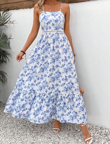 Rochie lunga SHEIN, alb/albastru