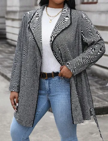 Cardigan SHEIN CURVE, negru/alb
