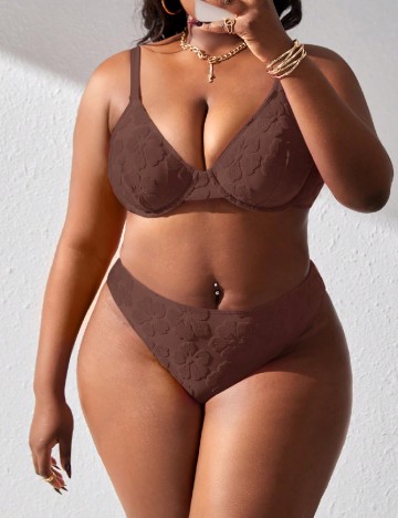 Costum de baie SHEIN CURVE, maro