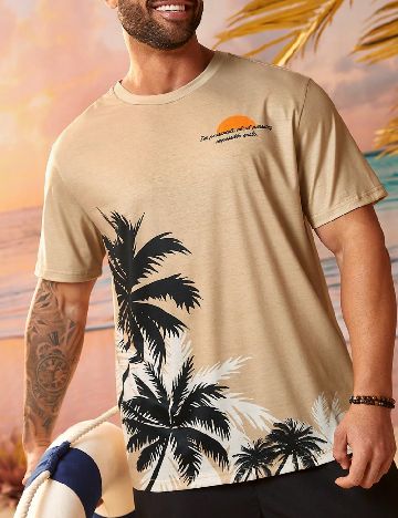 Tricou SHEIN Plus Size Men, crem