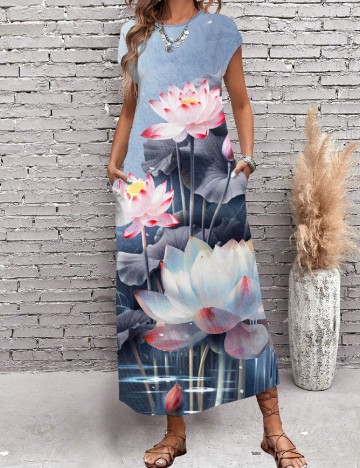 Rochie lunga Emery Rose, floral print