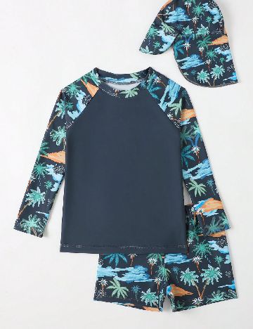 Costum de baie Shein Kids, albastru