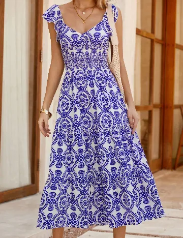 Rochie medie SHEIN, albastru/alb