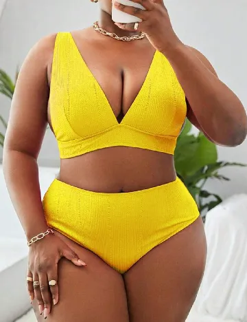 Costum de baie SHEIN CURVE, galben