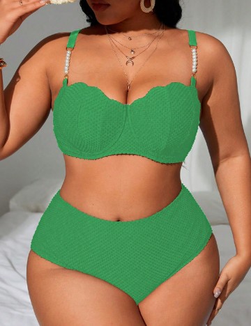 Costum de baie SHEIN CURVE, verde
