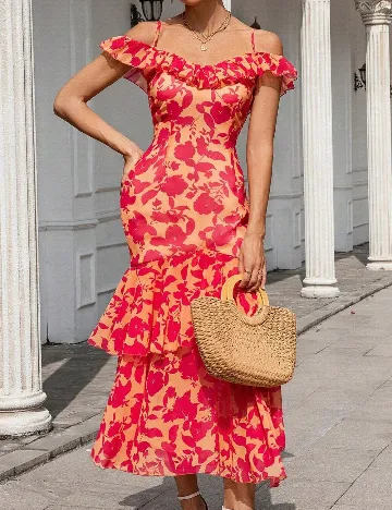 Rochie lunga SHEIN, roz/portocaliu