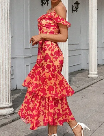 Rochie lunga SHEIN, roz/portocaliu